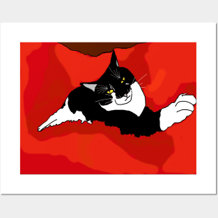 Cute Tuxedo Cat ready to sleep  Copyright TeAnne Posters and Art